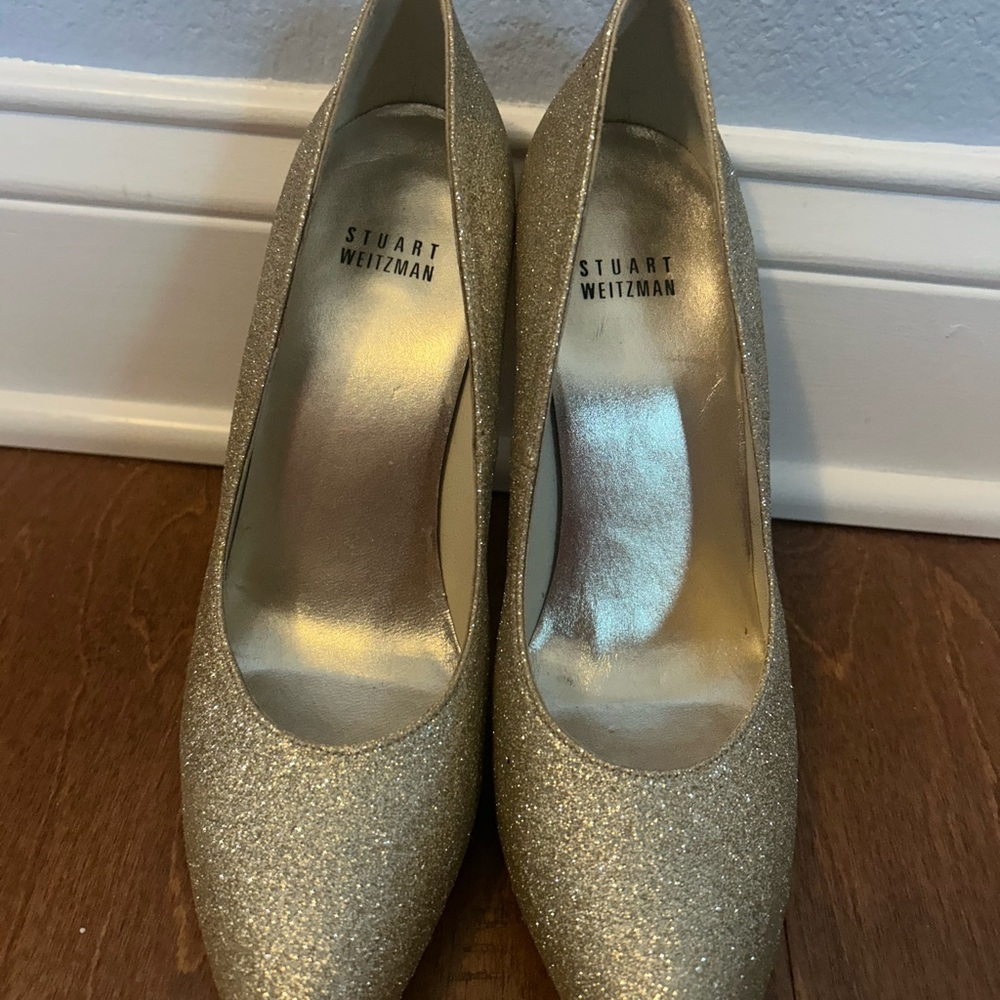 Stuart Weitzman Sparkling Gold Heels